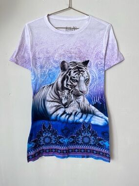 Busch Gardens Floral animal Logo Tee in White and Lavender XL